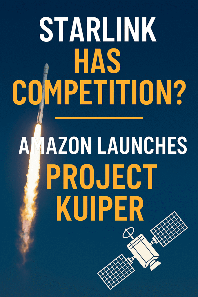 Rocket launch representing Amazon's Project Kuiper challenging Starlink in the satellite internet race